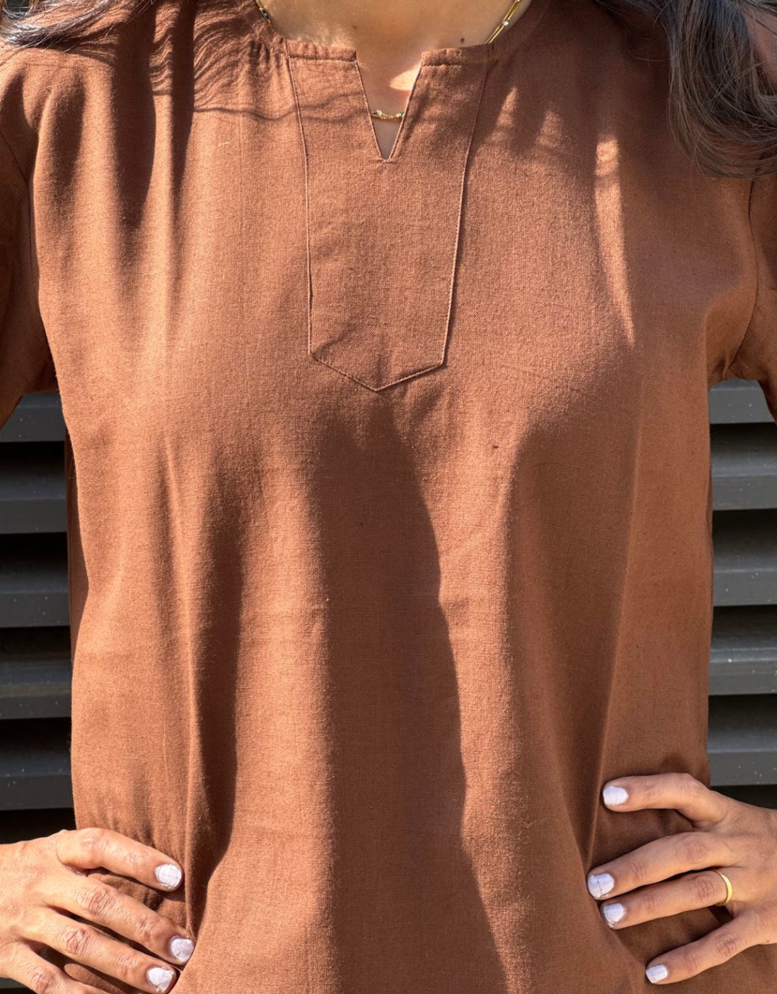 Brown Short Culotte Cotton Flex Co-Ord Set