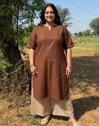 Brown Culotte Cotton Flex Co-Ord Set | Designed for Curves, Up to 6XL