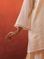 MulChanderi Short Kurta With Balloon Pant - Off White