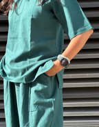 Dark Green Short Culotte Cotton Flex Co-Ord Set