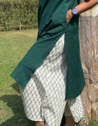Dark Green Culotte Cotton Flex Co-Ord Set