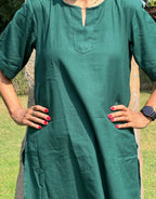 Dark Green Culotte Cotton Flex Co-Ord Set