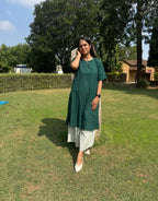 Dark Green Culotte Cotton Flex Co-Ord Set