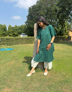 Dark Green Culotte Cotton Flex Co-Ord Set