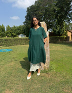 Dark Green Culotte Cotton Flex Co-Ord Set
