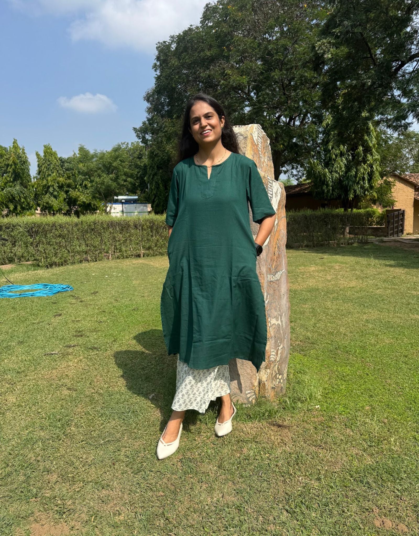 Dark Green Culotte Cotton Flex Co-Ord Set