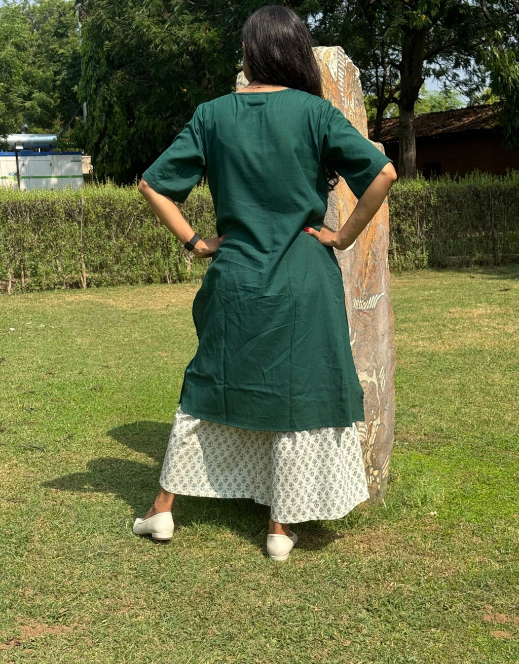 Dark Green Culotte Cotton Flex Co-Ord Set