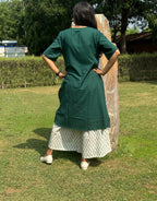 Dark Green Culotte Cotton Flex Co-Ord Set