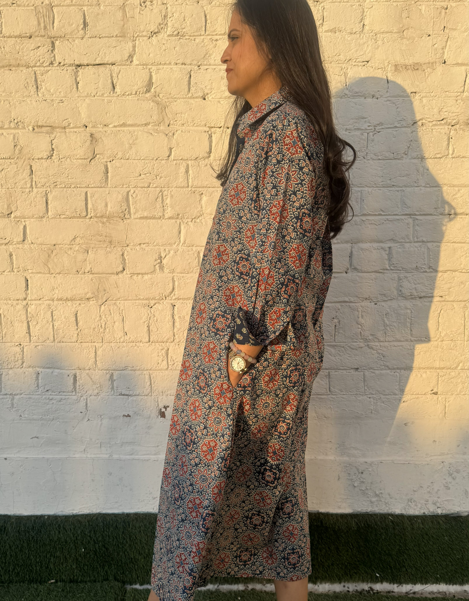 Ajarakh Mandala Cotton Regular Fit Dress