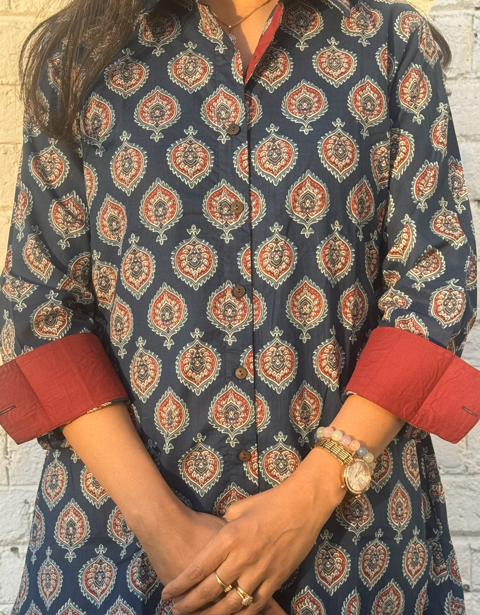 Ajarakh Patta Butti Cotton Regular Fit Dress