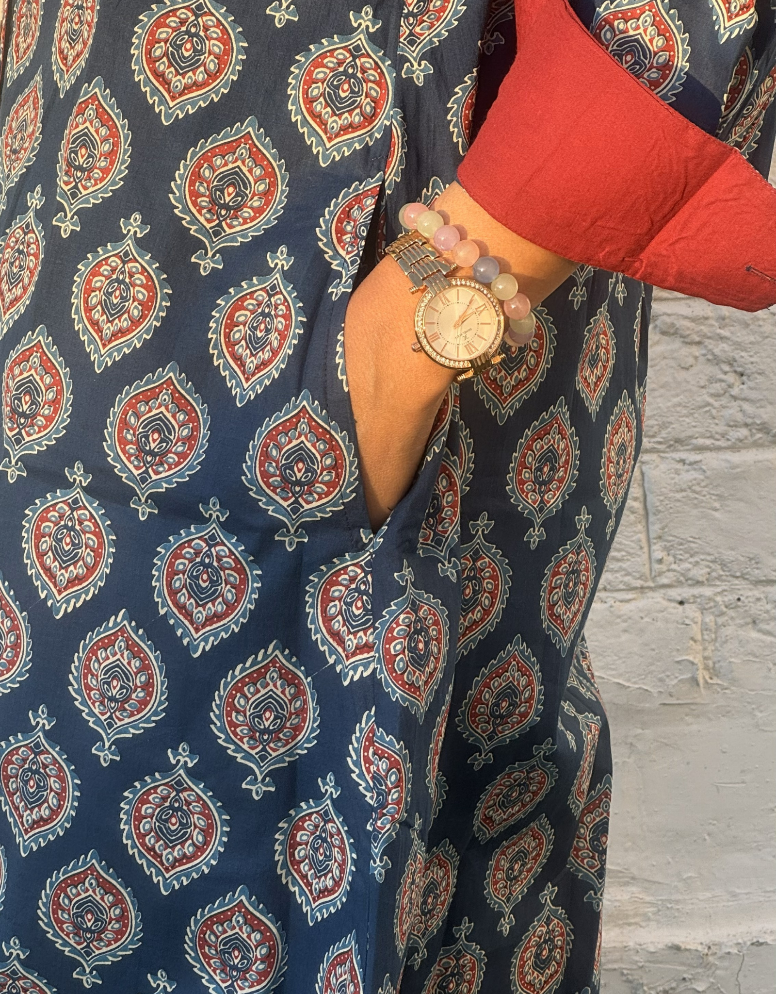 Ajarakh Patta Butti Cotton Regular Fit Dress