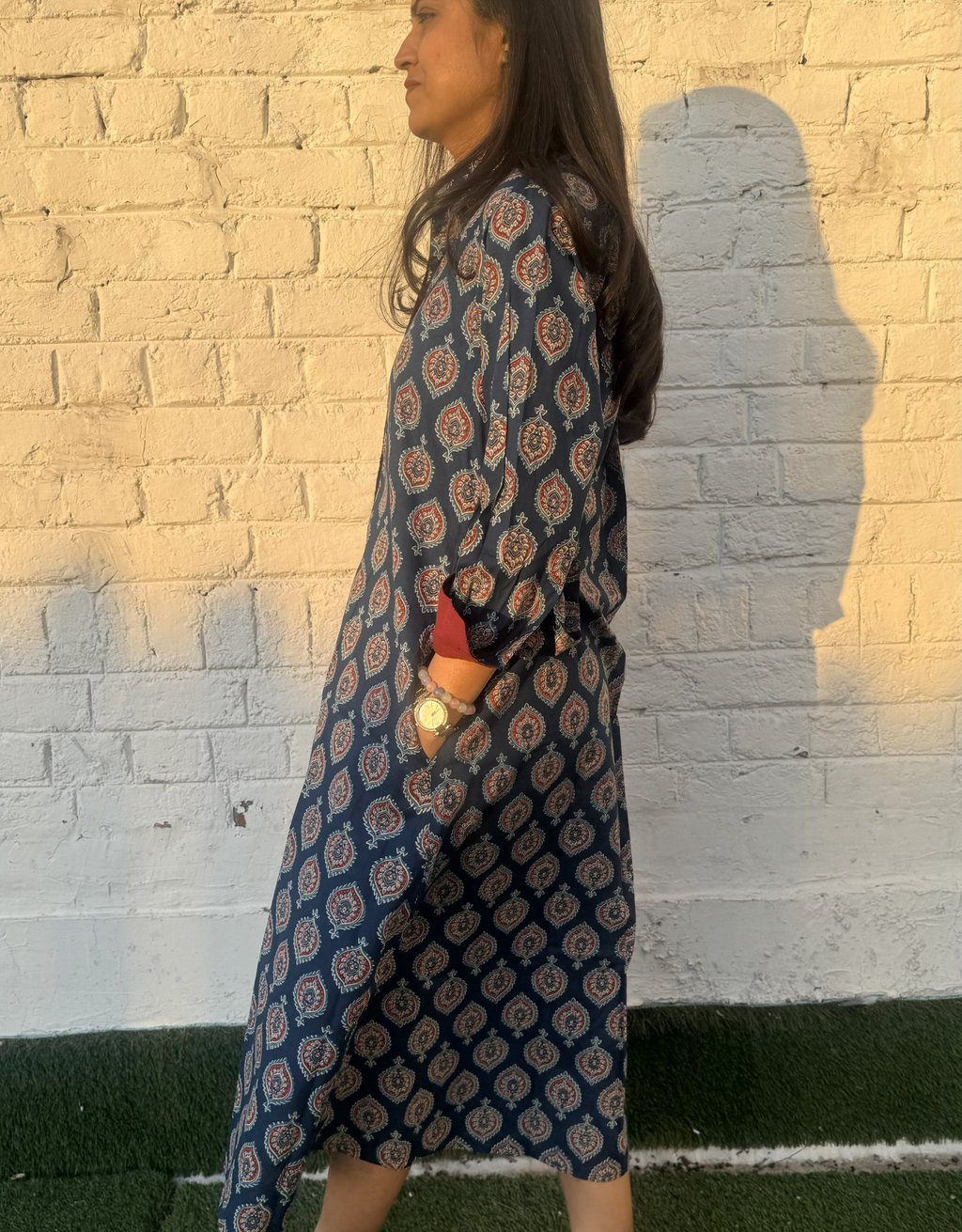 Ajarakh Patta Butti Cotton Regular Fit Dress