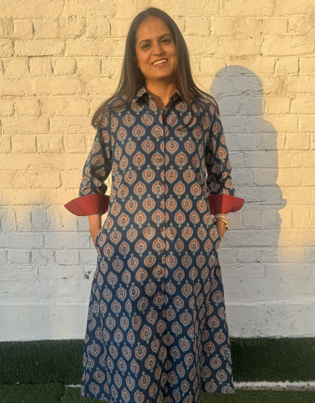 Ajarakh Patta Butti Cotton Regular Fit Dress