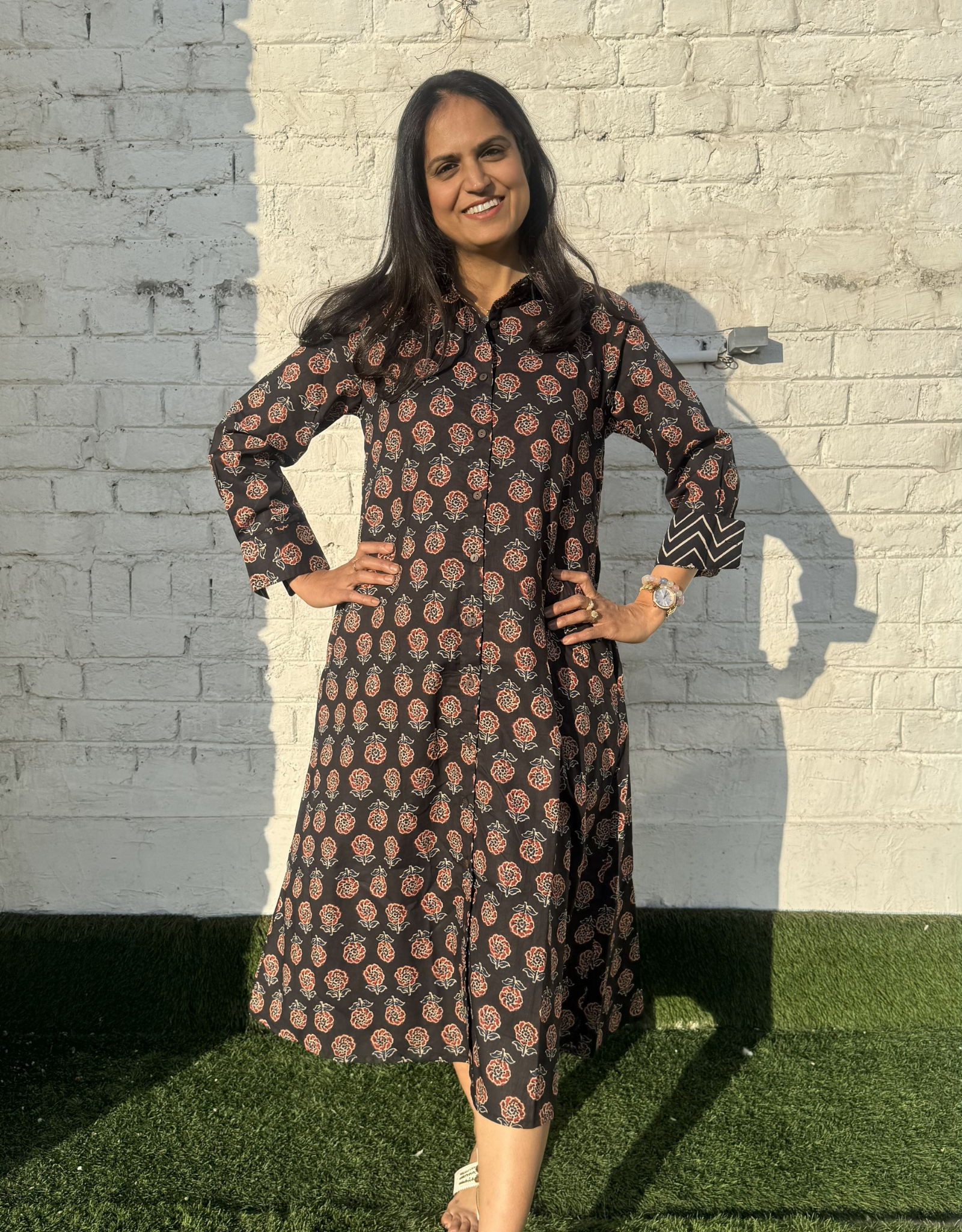 Black Gulmohar Cotton Regular Fit Dress