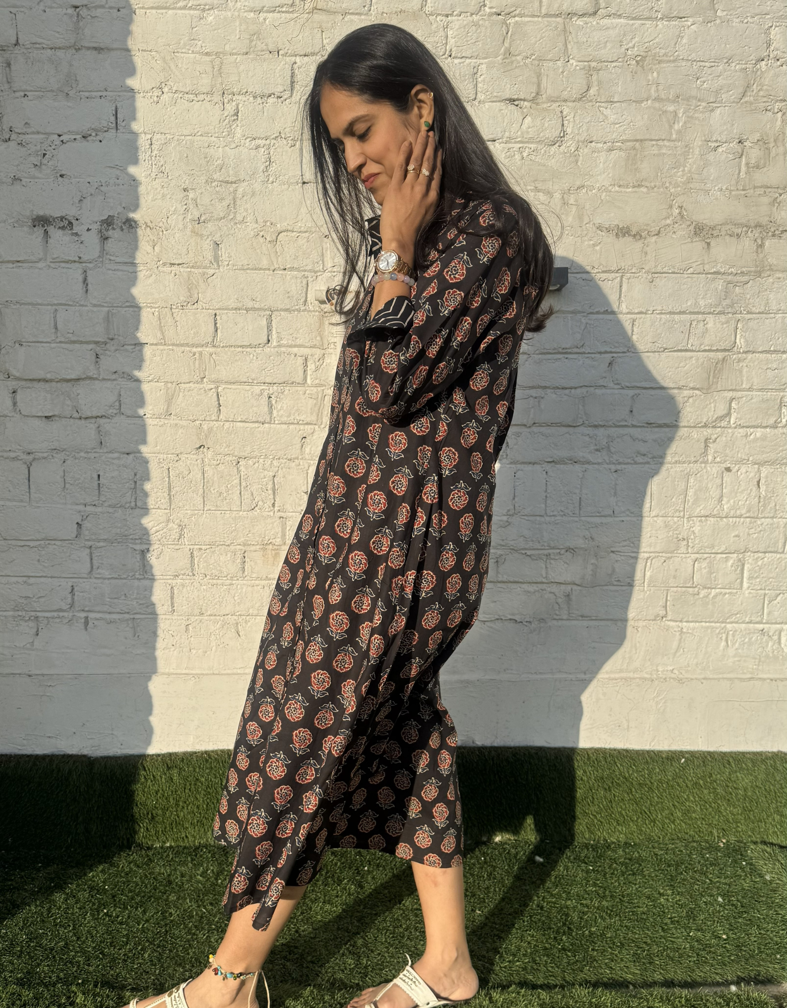 Black Gulmohar Cotton Regular Fit Dress