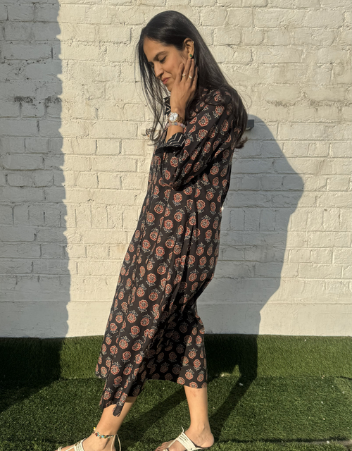Black Gulmohar Cotton Regular Fit Dress