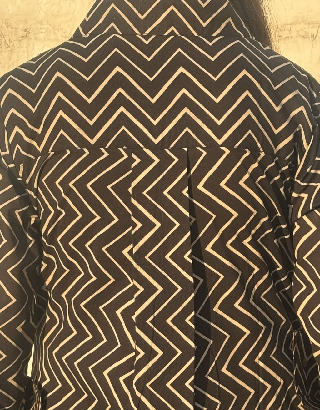 Black Zigzag Cotton Regular Fit Dress