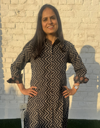 Black Zigzag Cotton Regular Fit Dress