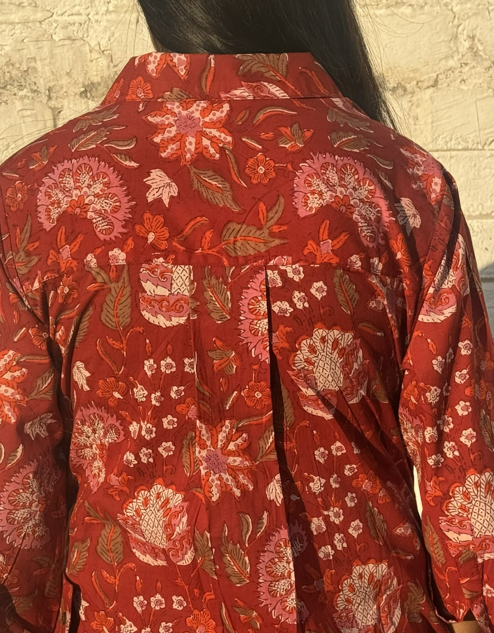 Delhi Red Floral Cotton Regular Fit Dress