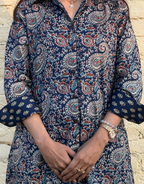 Indigo Paisley Cotton Regular Fit Dress