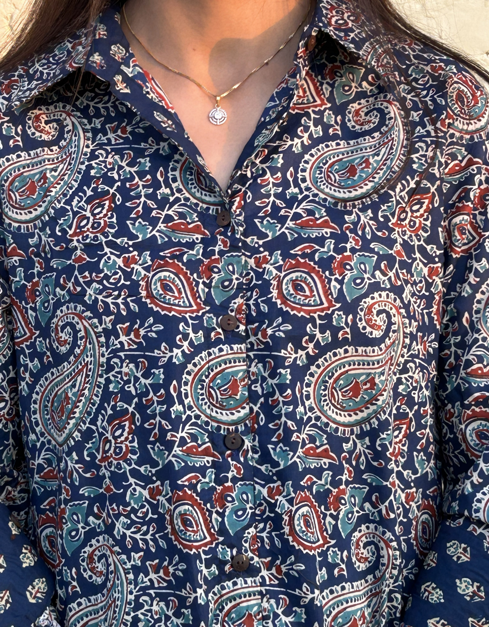 Indigo Paisley Cotton Regular Fit Dress