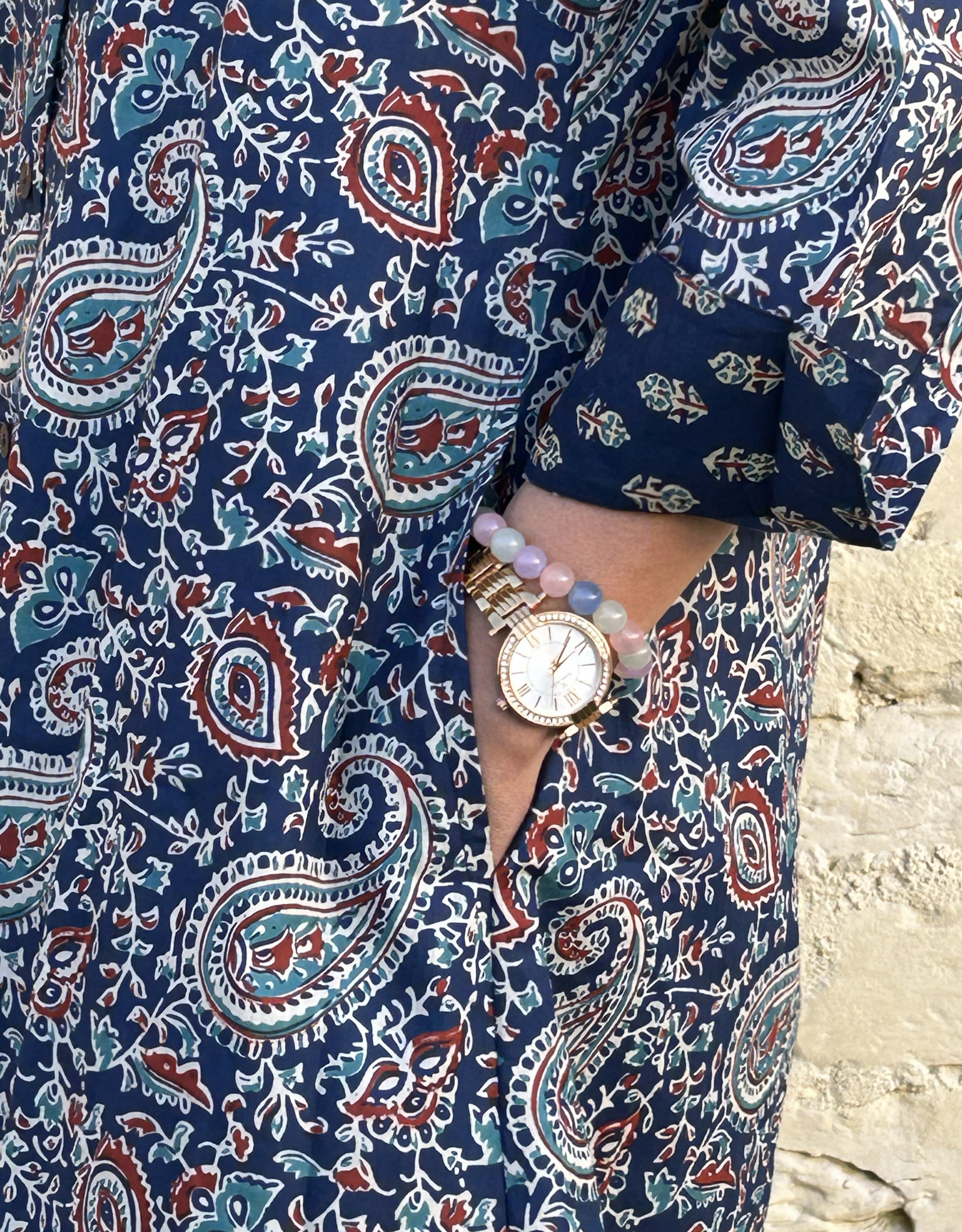 Indigo Paisley Cotton Regular Fit Dress