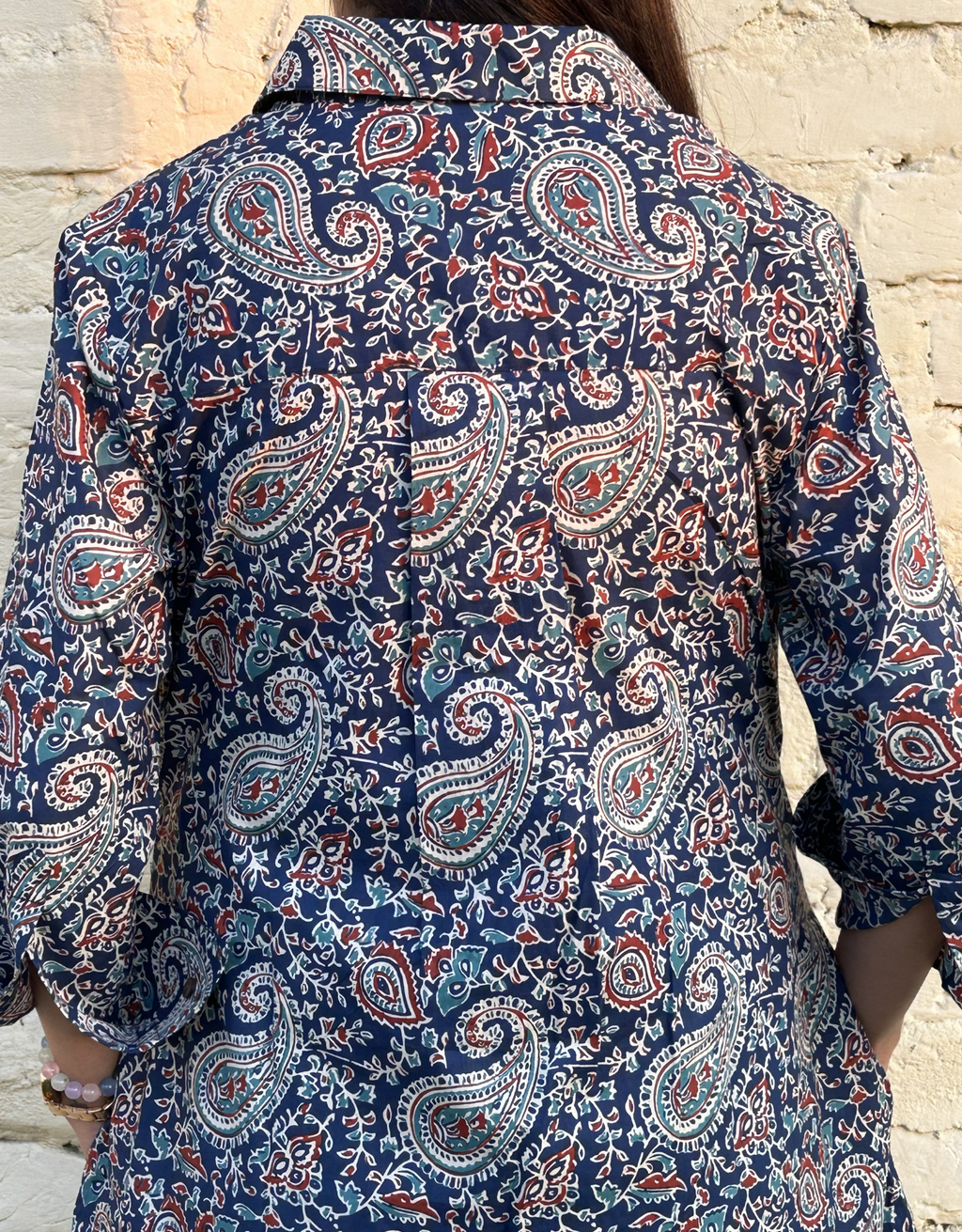 Indigo Paisley Cotton Regular Fit Dress