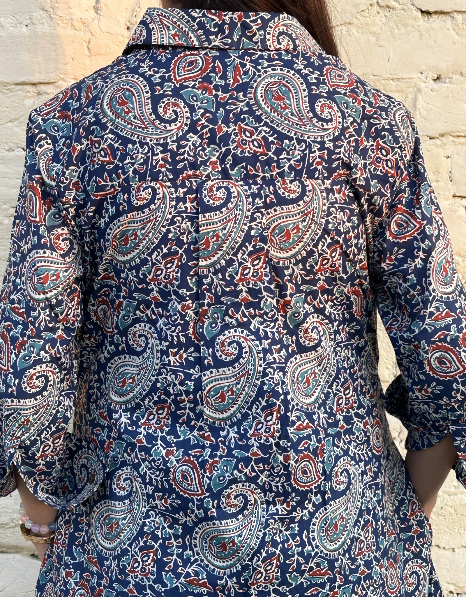 Indigo Paisley Cotton Regular Fit Dress