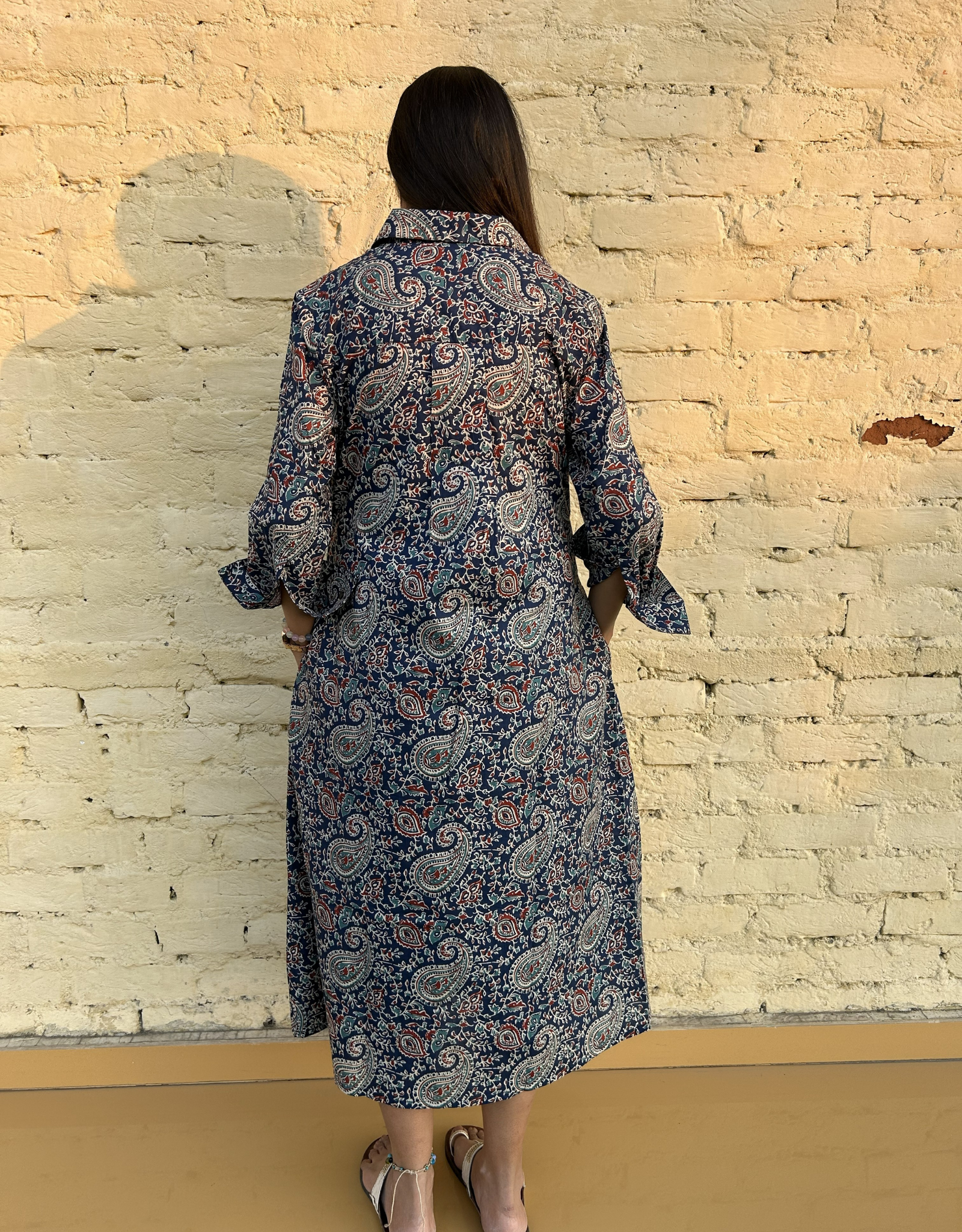 Indigo Paisley Cotton Regular Fit Dress