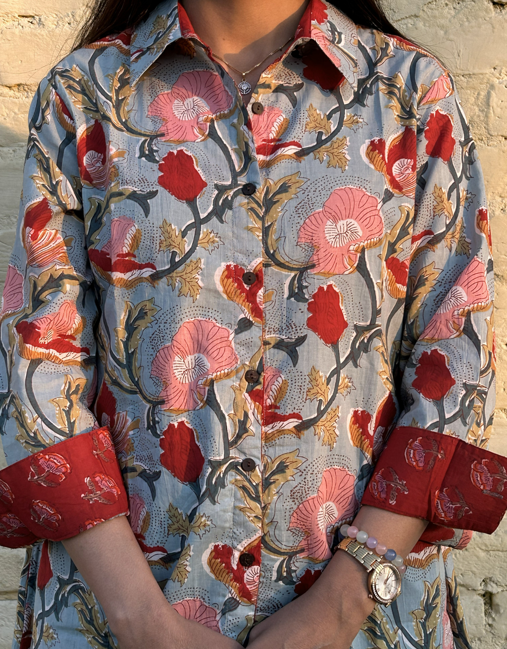 Lucknow Mugal Floral Cotton Regular Fit Dress