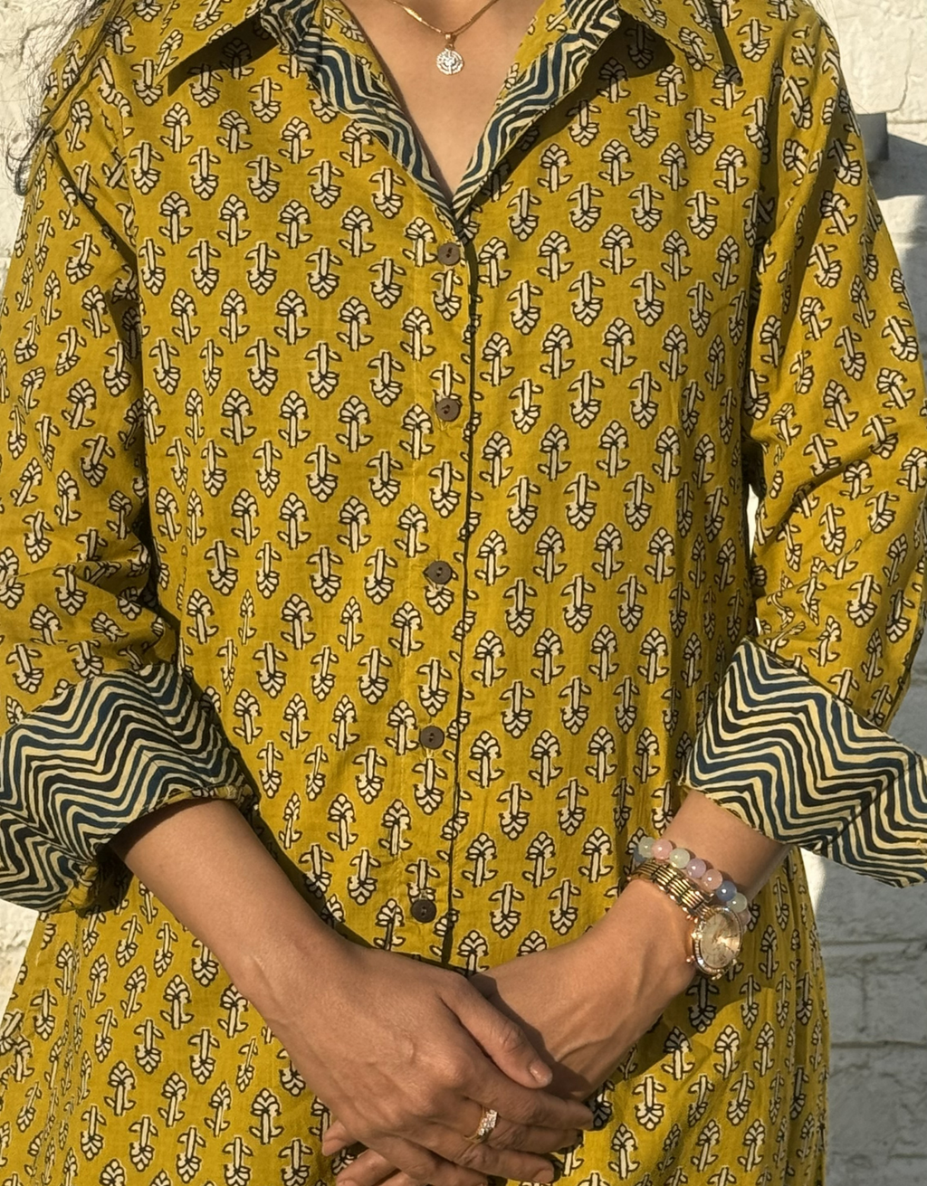 Punjab Mustard Butti Cotton Regular Fit Dress