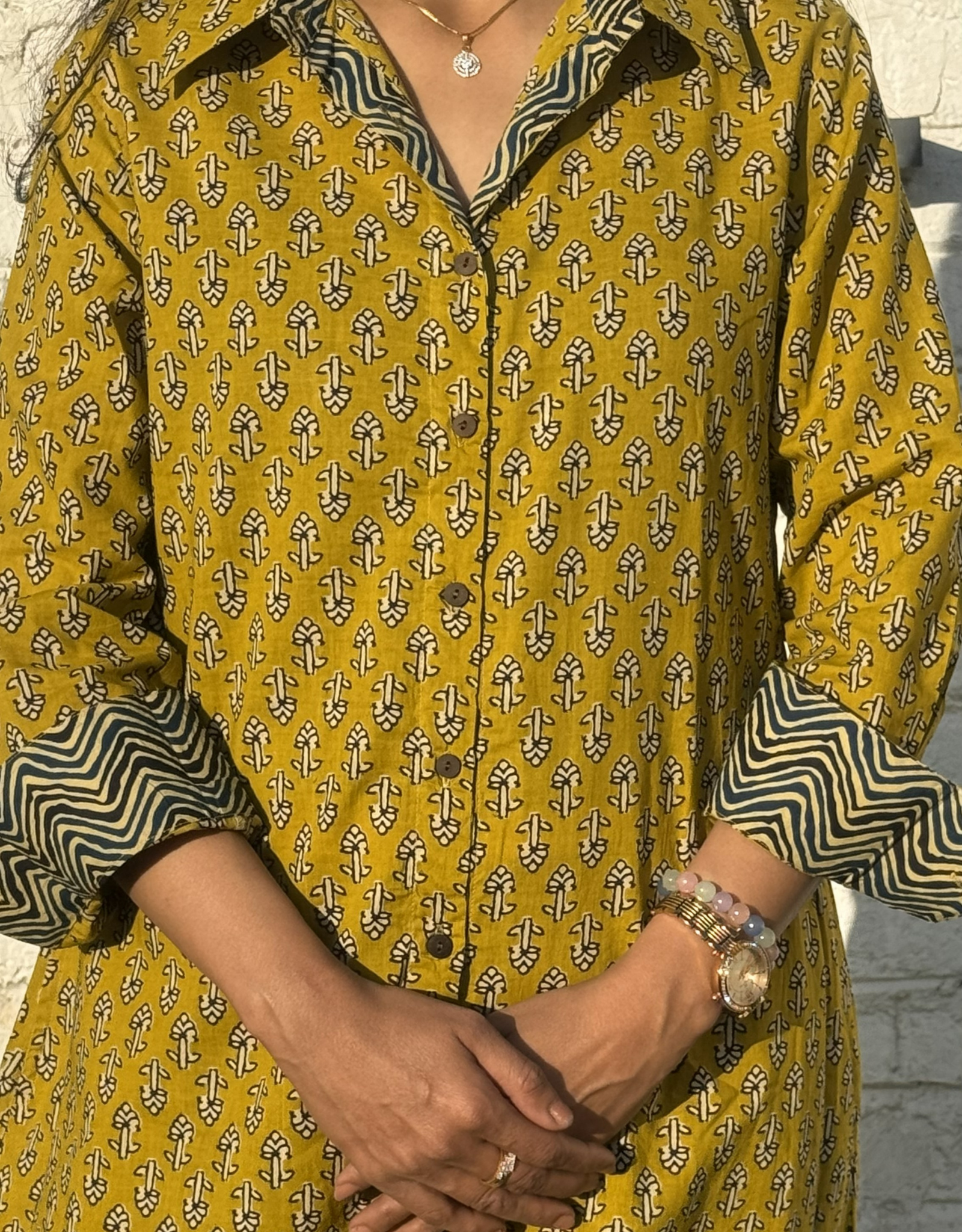 Punjab Mustard Butti Cotton Regular Fit Dress