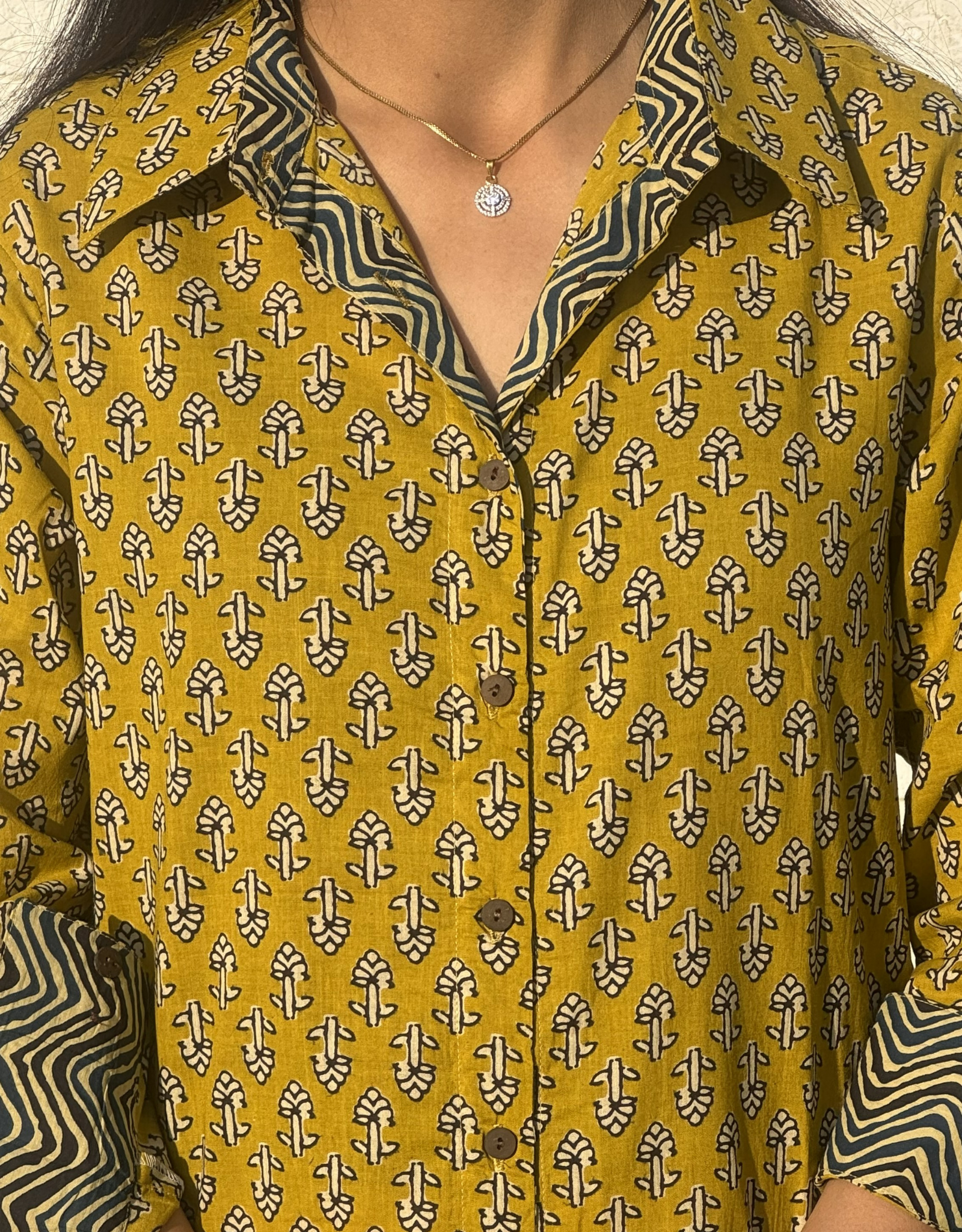 Punjab Mustard Butti Cotton Regular Fit Dress