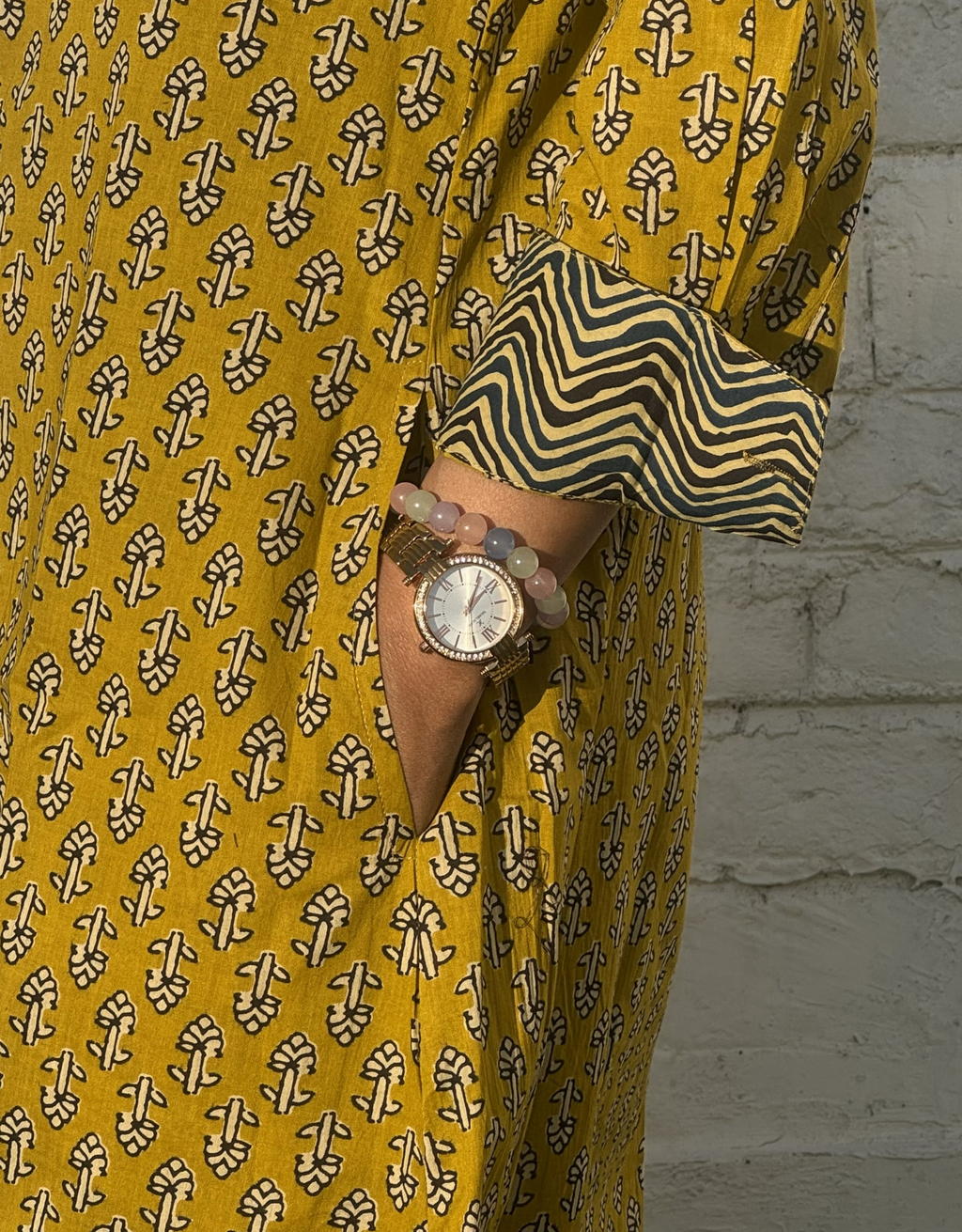 Punjab Mustard Butti Cotton Regular Fit Dress