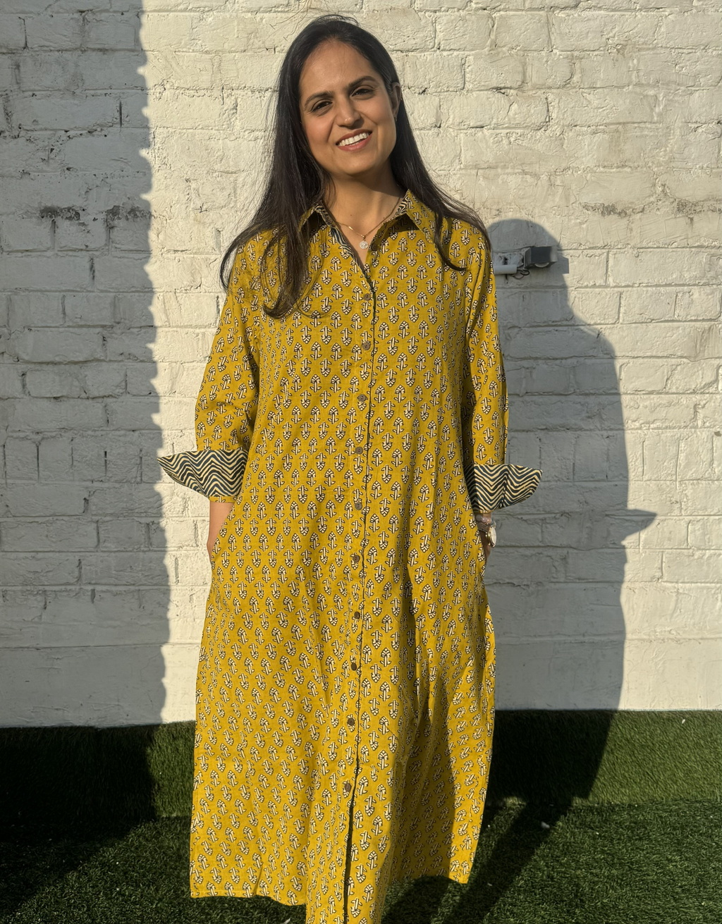 Punjab Mustard Butti Cotton Regular Fit Dress
