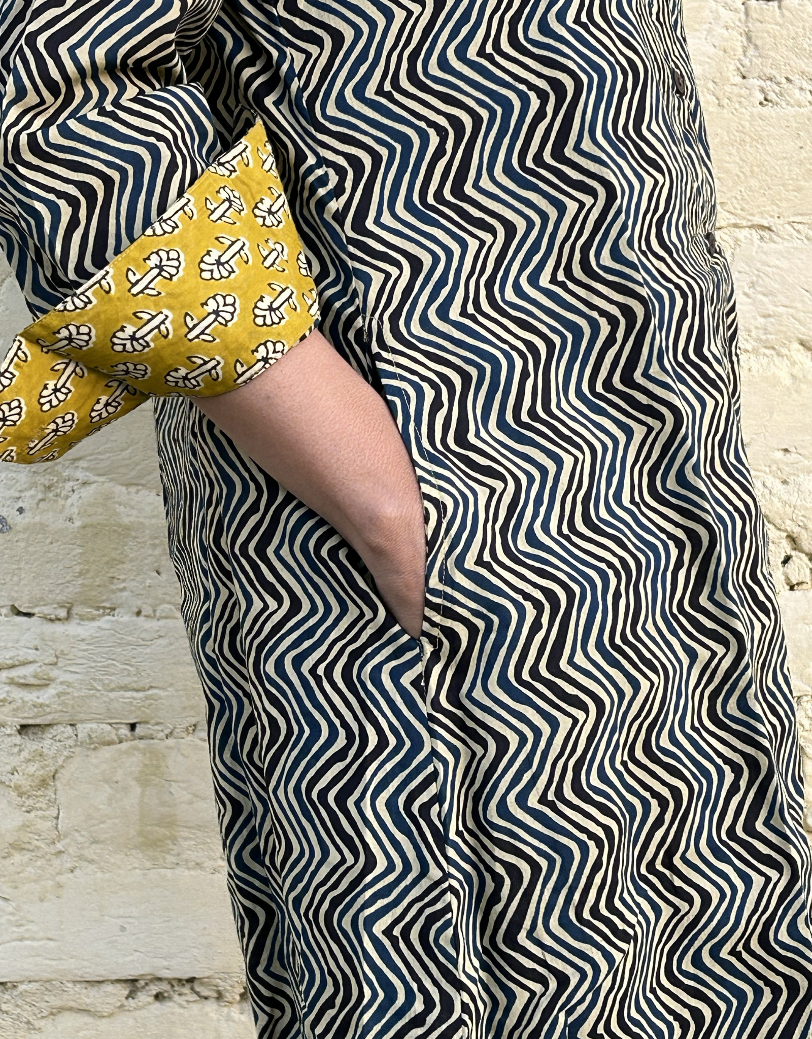 Punjab Mustard Zigzag Cotton Regular Fit Dress