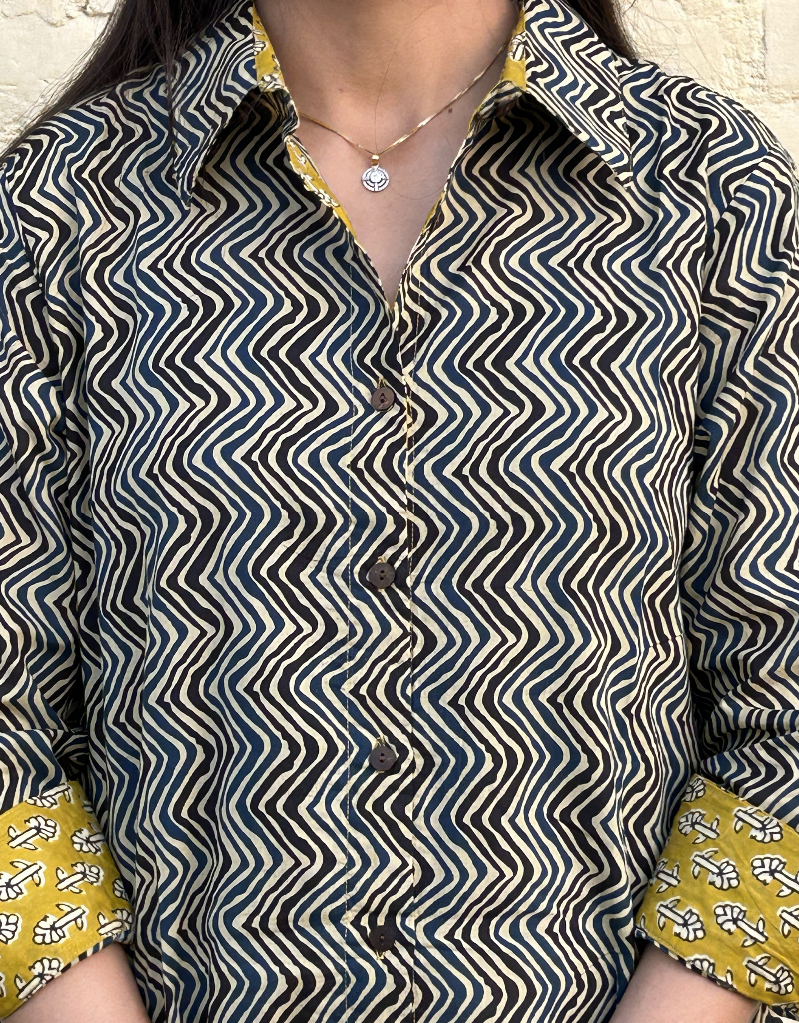 Punjab Mustard Zigzag Cotton Regular Fit Dress