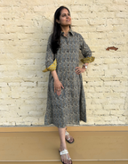 Punjab Mustard Zigzag Cotton Regular Fit Dress