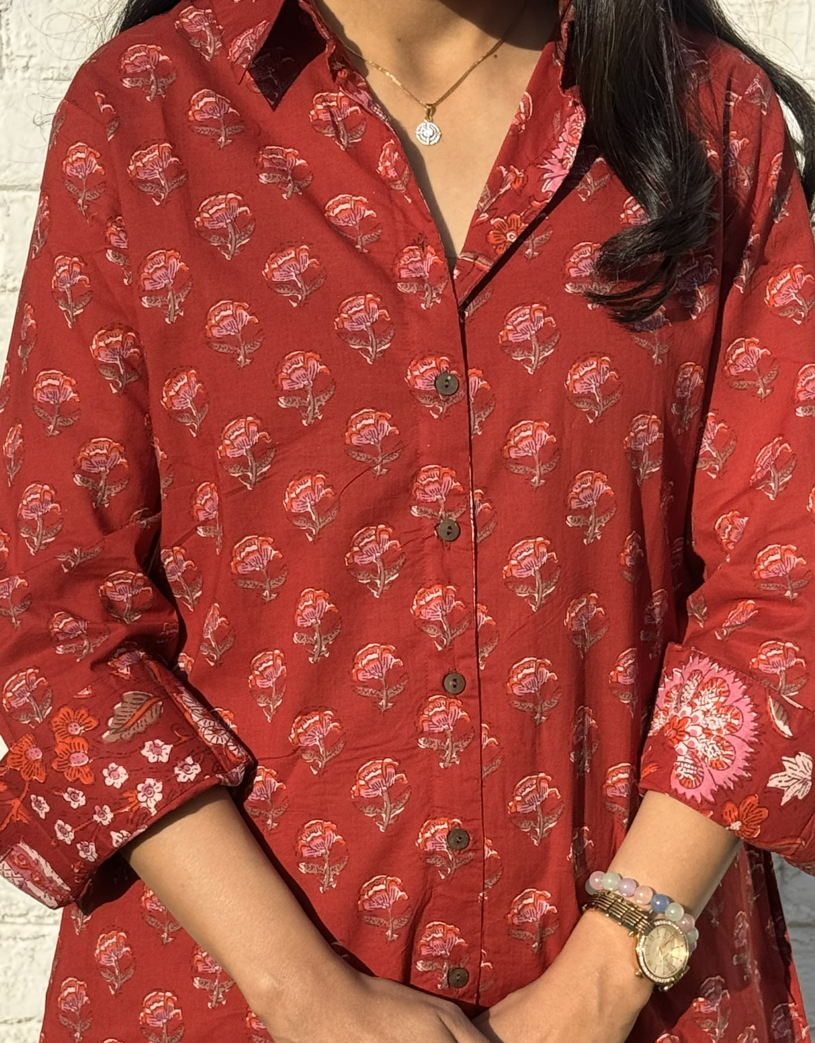 Red Gulmohar Cotton Regular Fit Dress