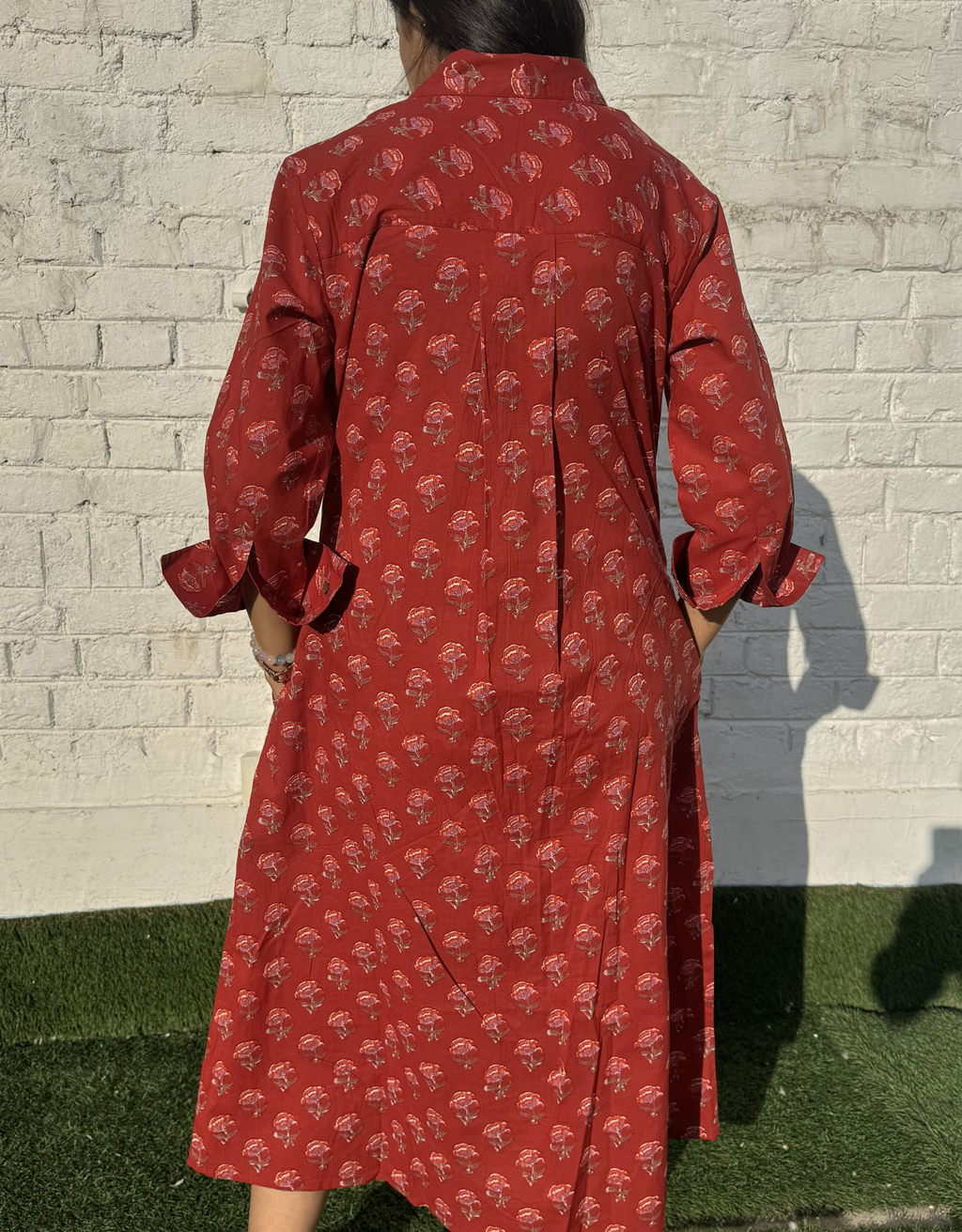 Red Gulmohar Cotton Regular Fit Dress