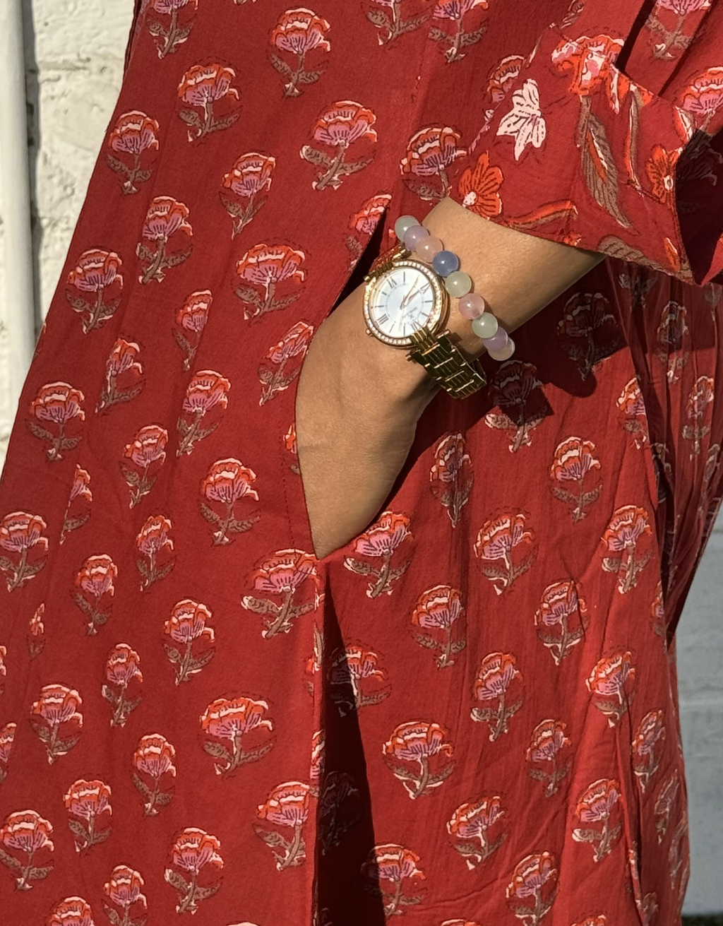 Red Gulmohar Cotton Regular Fit Dress