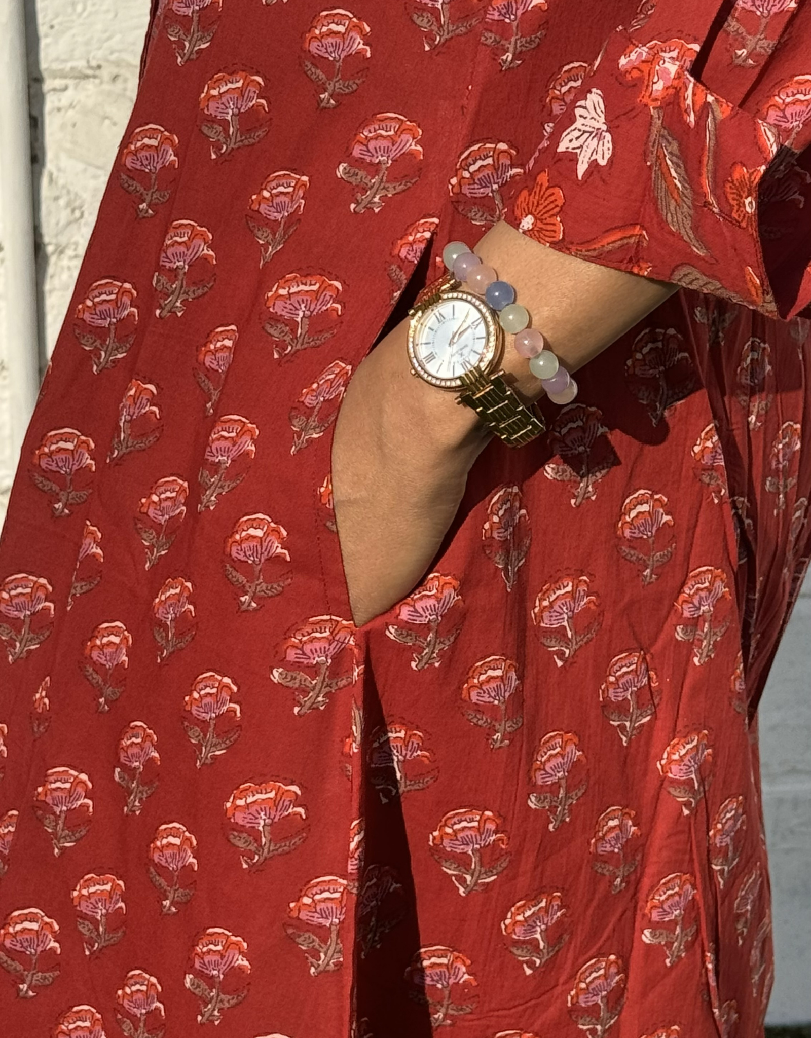 Red Gulmohar Cotton Regular Fit Dress