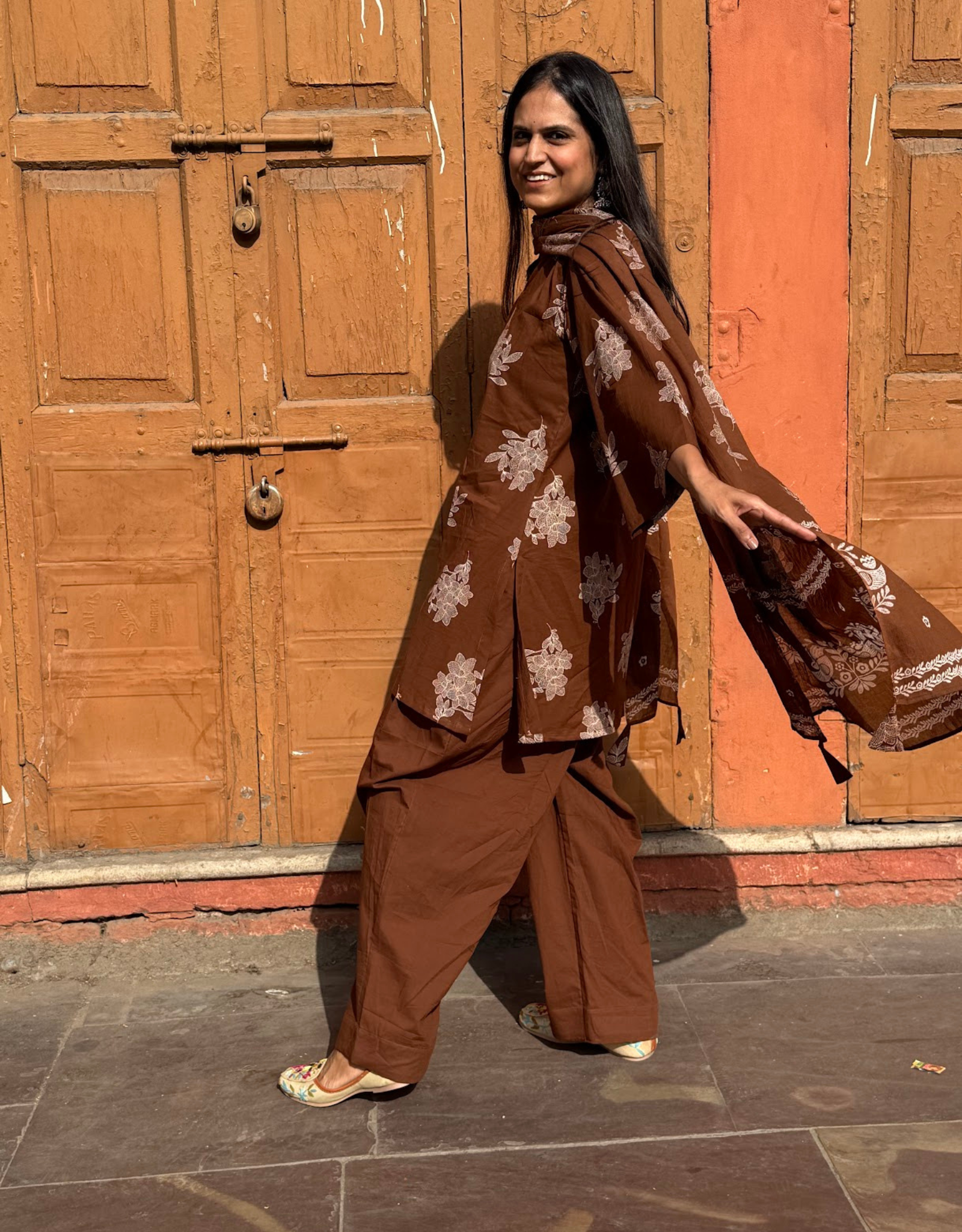 Farshi Pure Cotton Salwar Suit - Brown