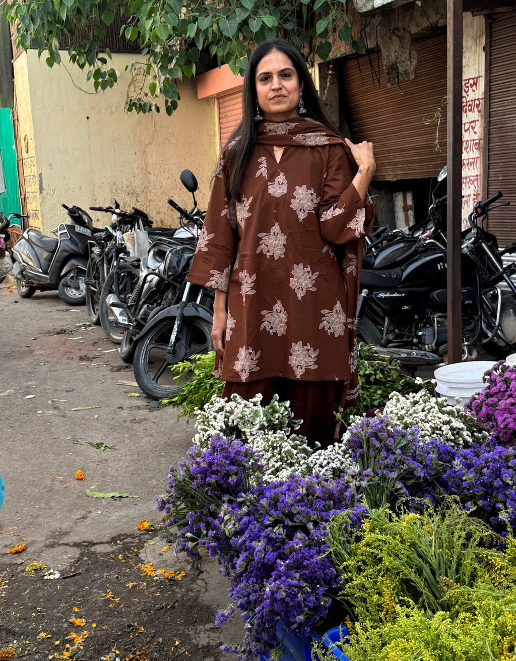 Farshi Pure Cotton Salwar Suit - Brown