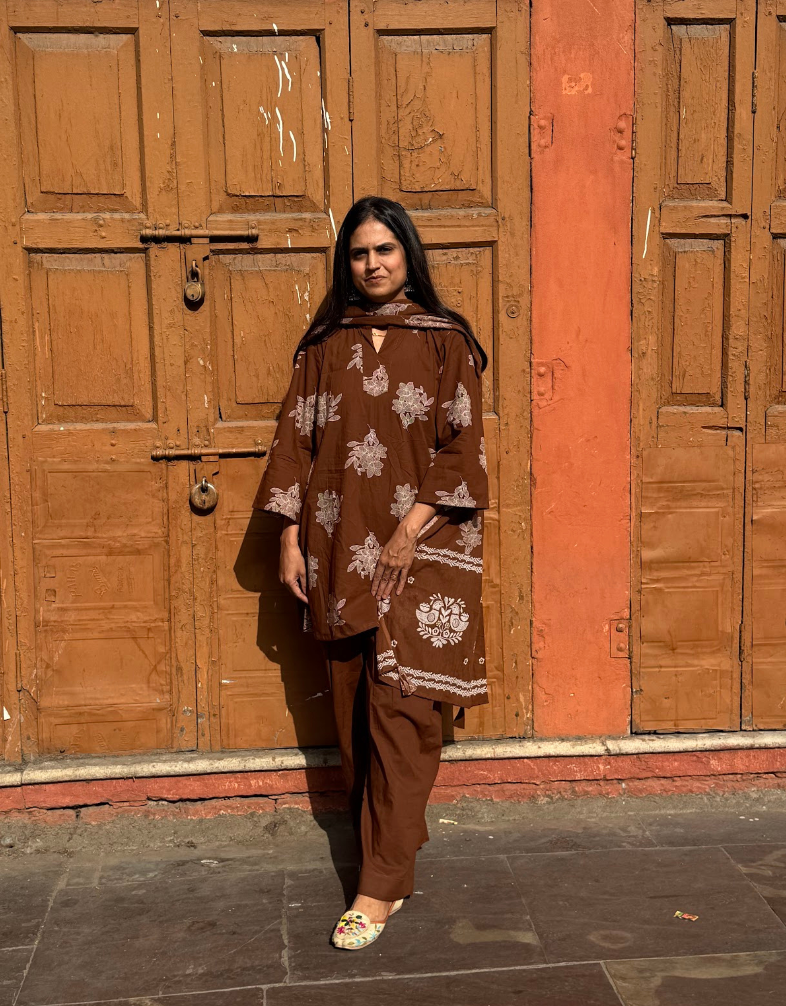 Farshi Pure Cotton Salwar Suit - Brown