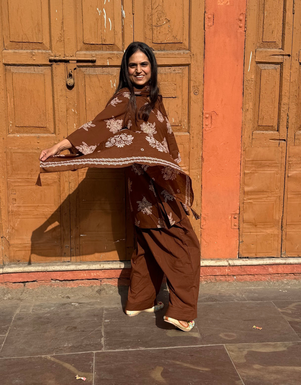 Farshi Pure Cotton Salwar Suit - Brown