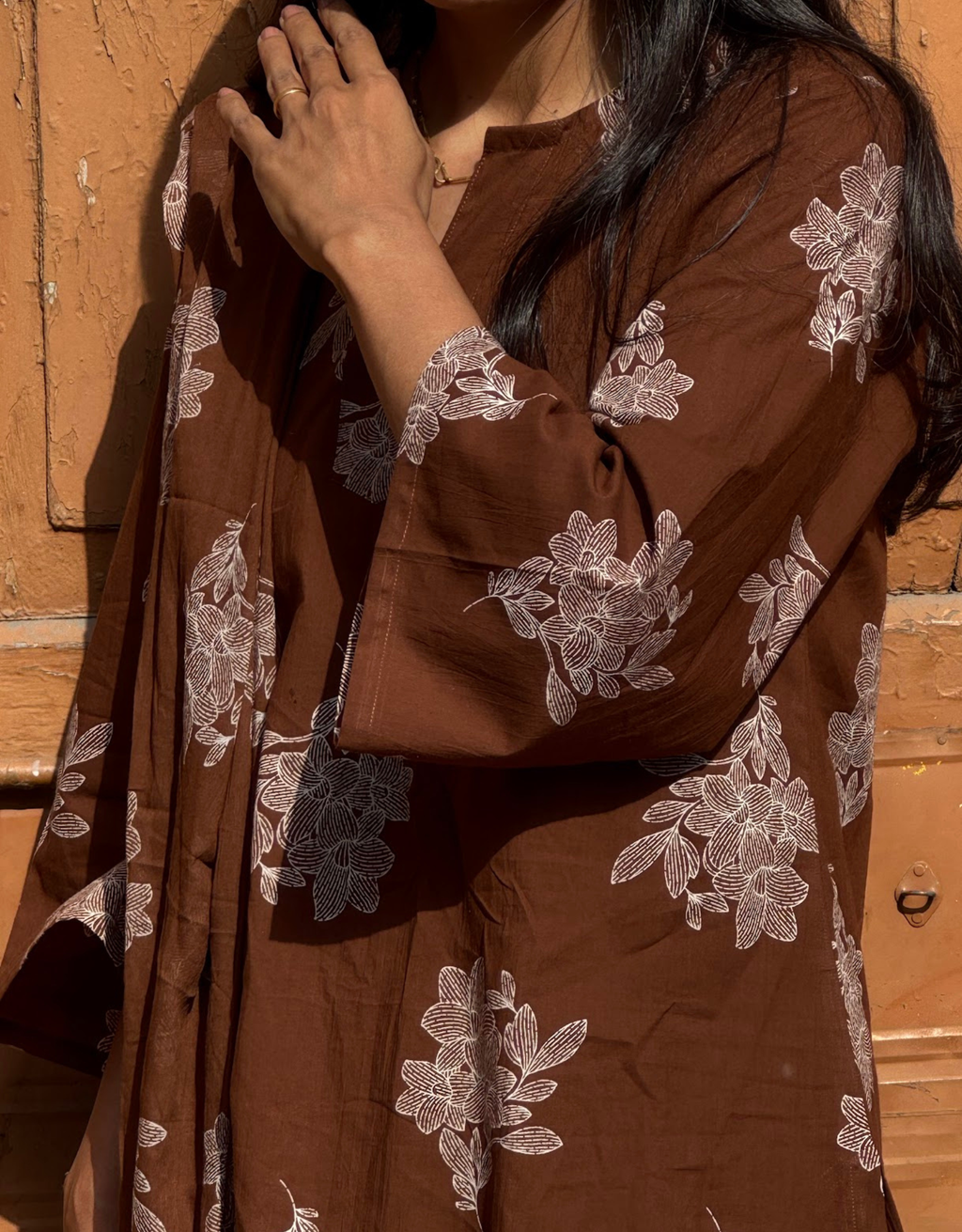 Farshi Pure Cotton Salwar Suit - Brown