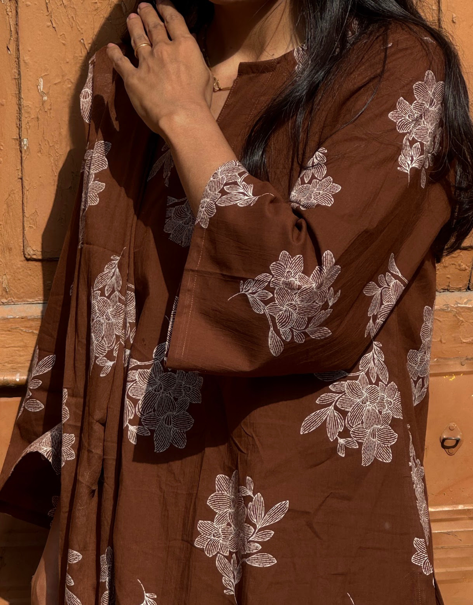 Farshi Pure Cotton Salwar Suit - Brown