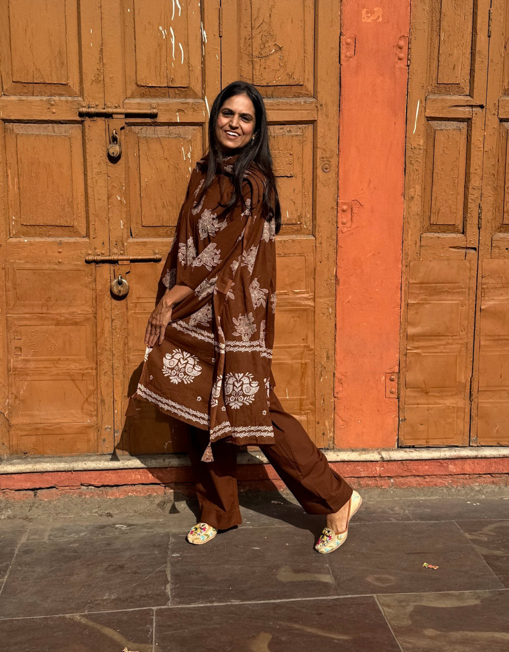 Farshi Pure Cotton Salwar Suit - Brown