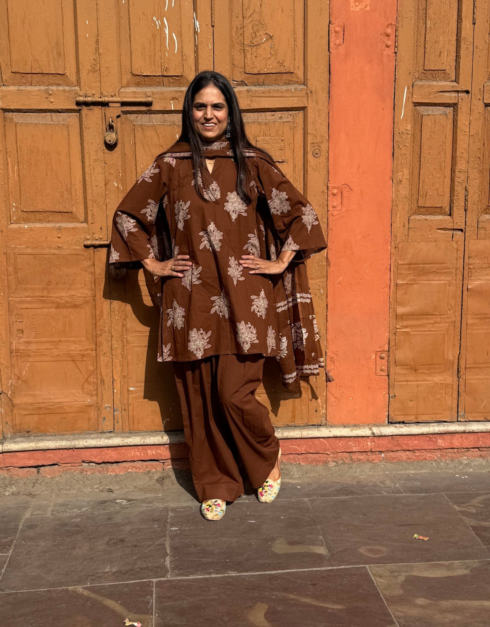Farshi Pure Cotton Salwar Suit - Brown